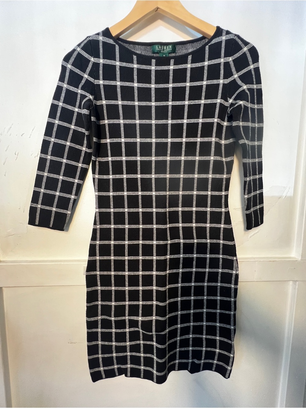 Ralph Lauren Black Knit Dress with White Windowpane